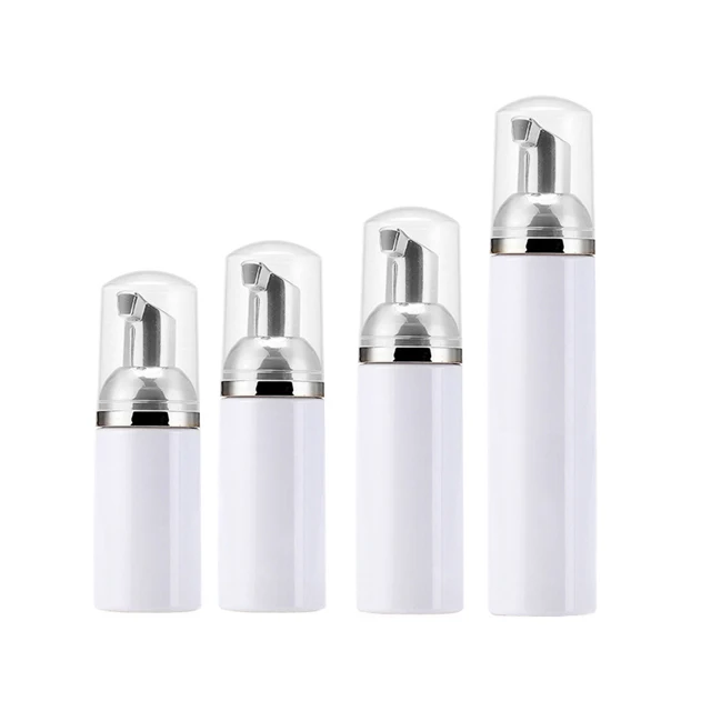 Fuyun Ready to Ship Pet Empty Foaming Soap Pump Bottle Silver Rose Gold Cosmetics Cleanser Foam Pump Bottle 50ml