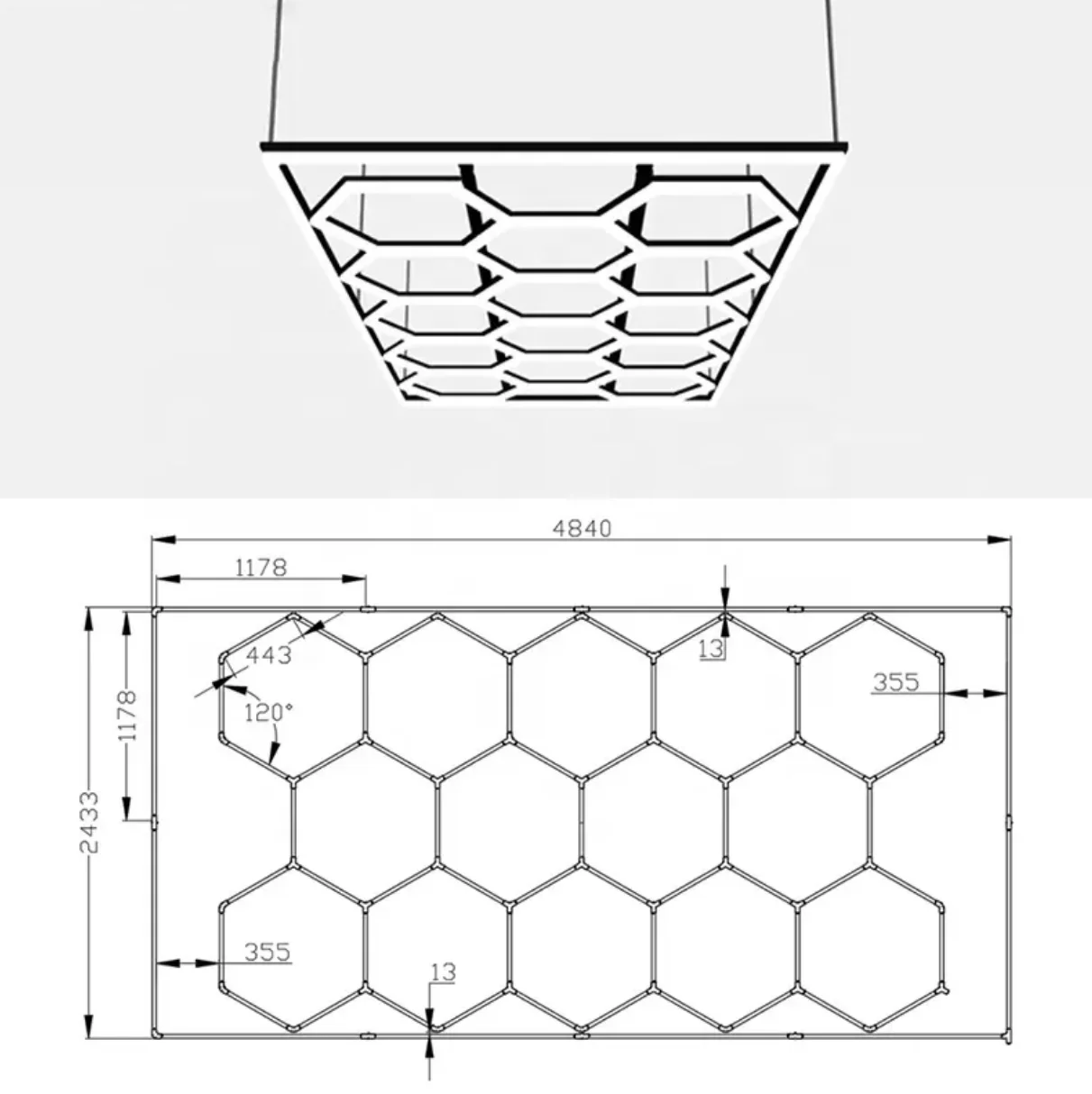 High lumen aluminum hexagon detailing led parking garage luminaires lights honeycomb decorative barber shape car wash light