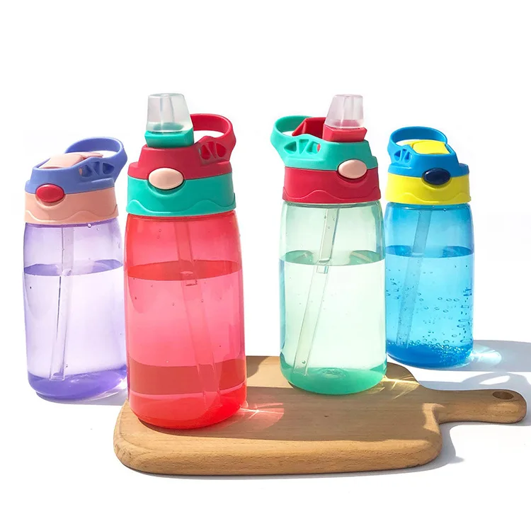 2021 new style 450ml plastic kids bottle feeding Portable cups With Straw Drinking Bottle with Handle