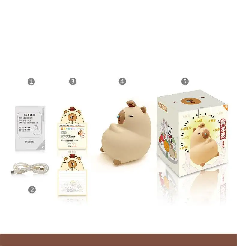 Lying Lazy Sleeping Capybara Night Light, Capybara Gifts Portable Squishy Rechargeable Dimmable