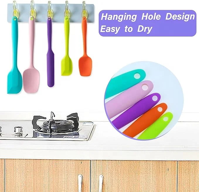 High Heat Resistant Silicone Spatula Set Food Grade Rubber Spatulas for Baking Cooking