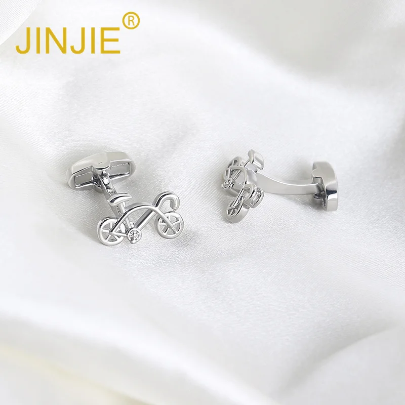 hot selling  fashion Brass vintage novelty sliver plated bike bicycle cuff links for men suit shirt