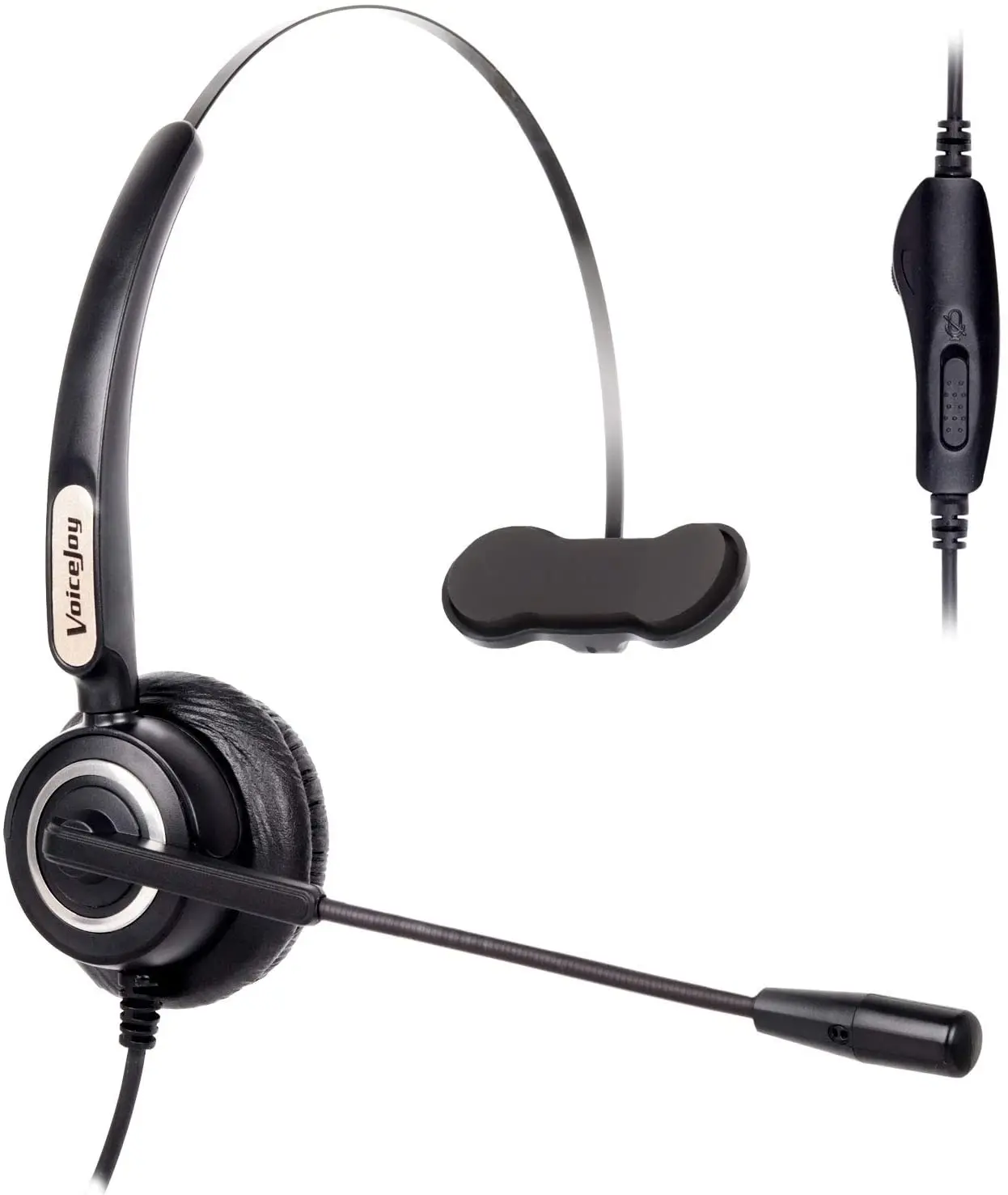 VoiceJoy Corded Headset Monaural with Noise-Canceling Mic and Volume Mute Control Phones Headset for Polycom Mitel Phones