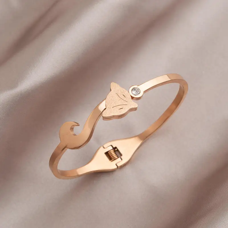 Original Design Stainless Steel Color Open Bangle 18K Gold Plated Rectangular Color Zircon Bracelet For Women Gift