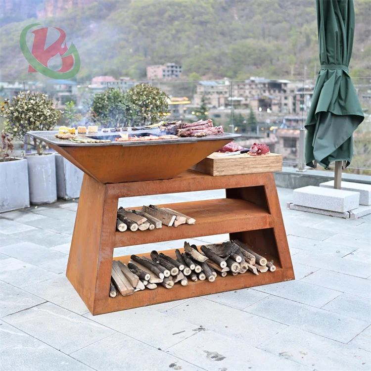 outdoor barbecue grill professional corten steel barbecue grill oven backyard bbq equipment