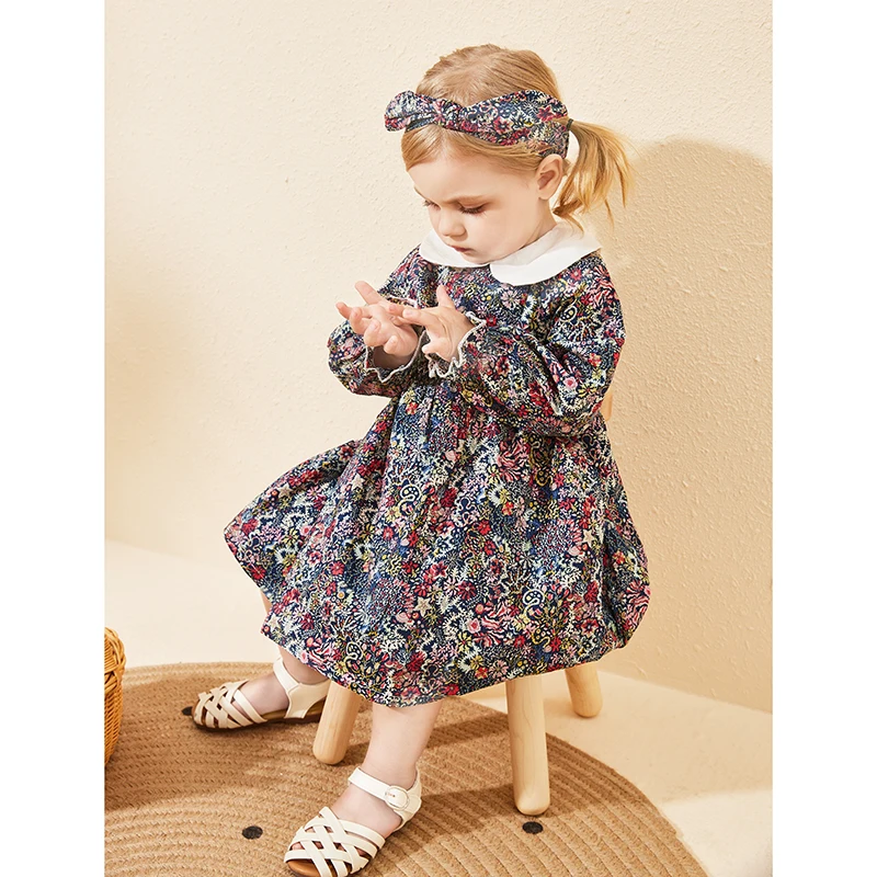 High Quality Durable Baby Dresses 6 Year Girl Dress 2023 O-Neck Flower Baby Girl Dresses With Collar