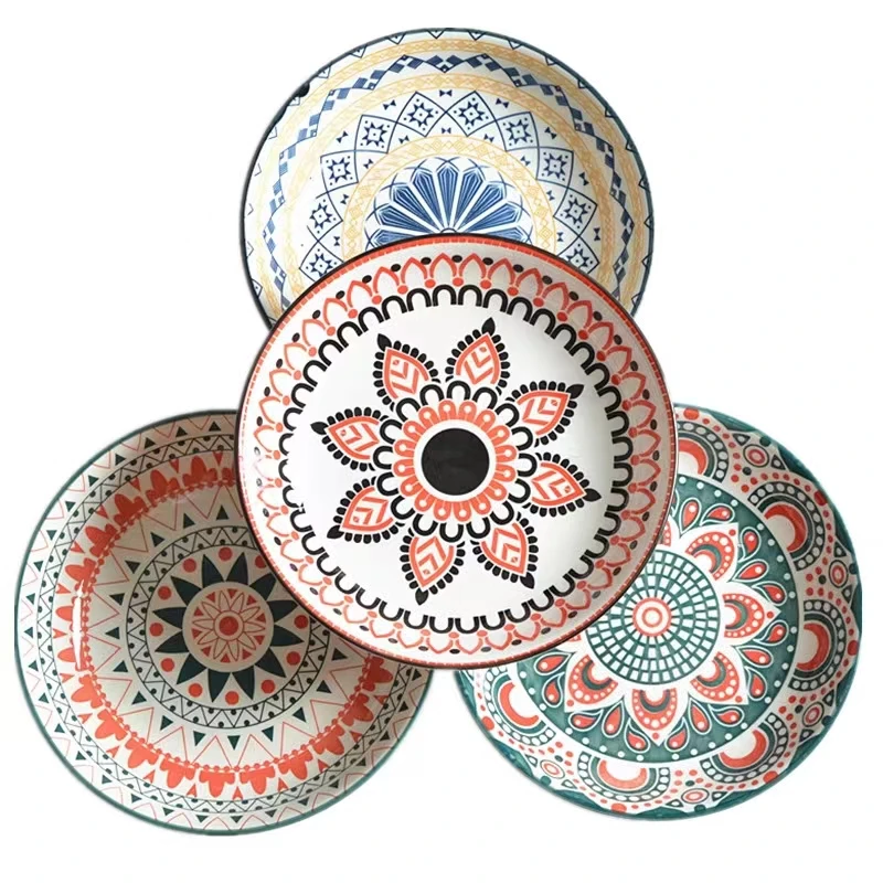 Bohemian Style Porcelain Dinner Plates Serving Ceramic Dishes Dinner Plates Ceramic