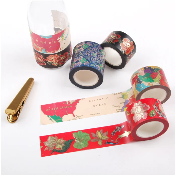 hot sale various styles portable assorted hot foil washi masking paper tape for decoration