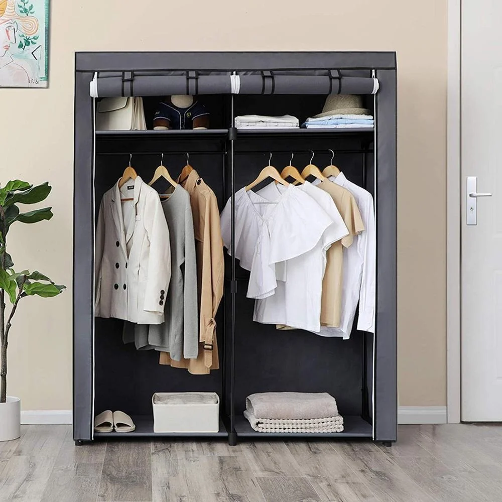 Portable Clothes Closet Wardrobe with Non-Woven Fabric and Hanging Rod Quick and Easy to Assemble