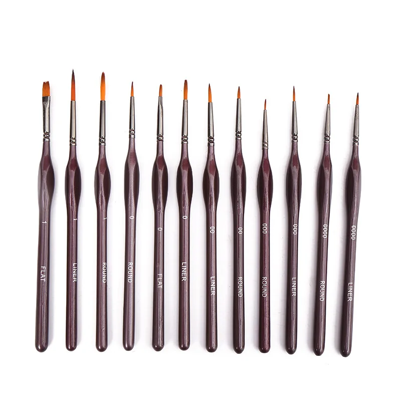 Professional Art Supplies Triangle Handle Two-Color Nylon Hair Gouache Watercolor Drawing Brush Set