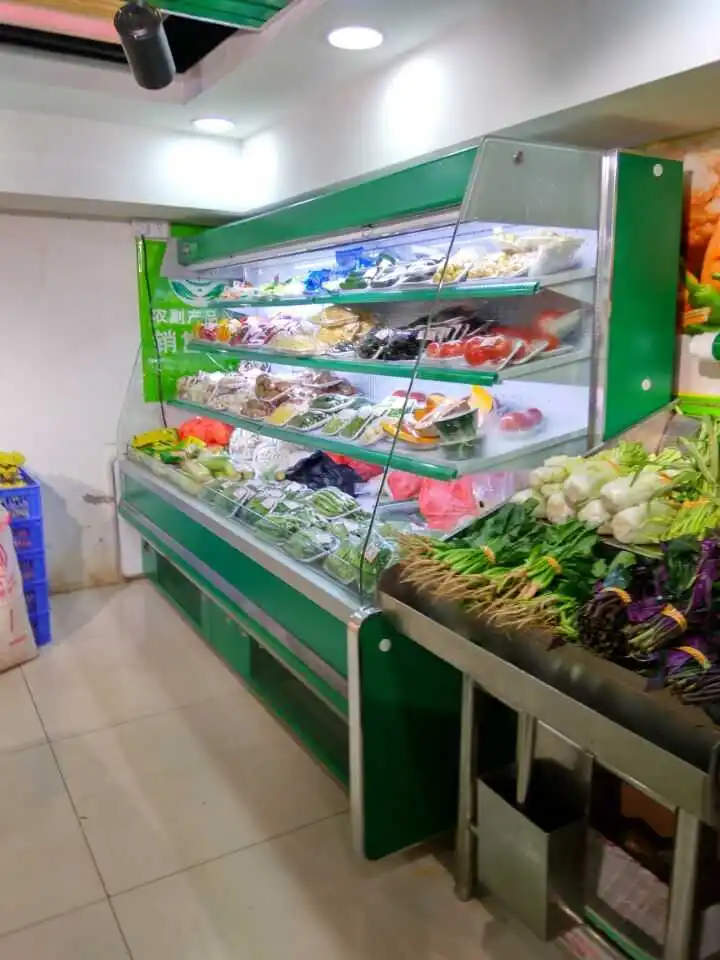 Refrigeration Equipment Fruit And Vegetable Showcase Air Curtain Refrigerator Price for Supermarket