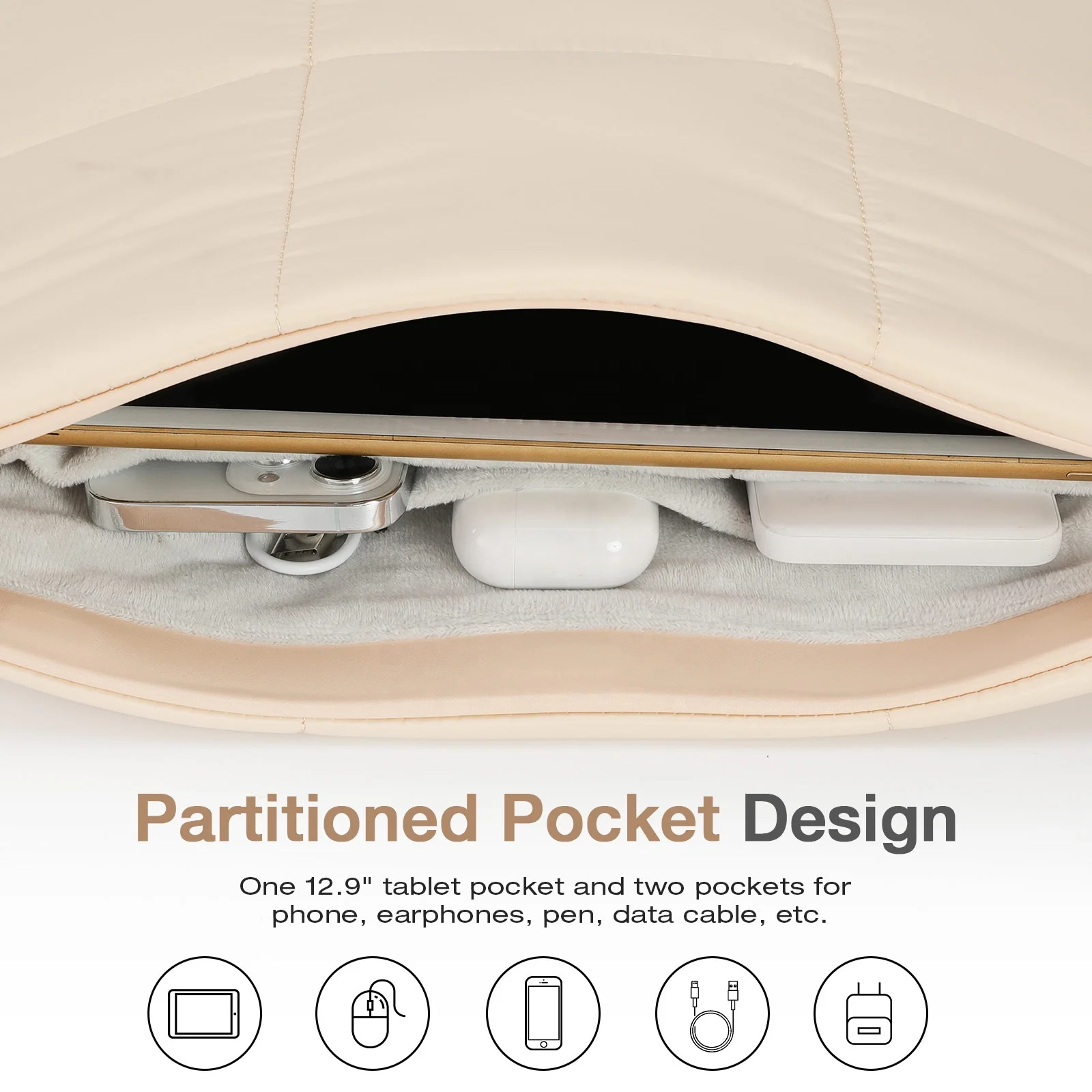 MoKo Universal Puffy Tablet Shoulder Bag Trendy Puff Pillow Sleeve Case for Samsung Galaxy tab A9 S9 iPad pro 11 12.9 Tablets