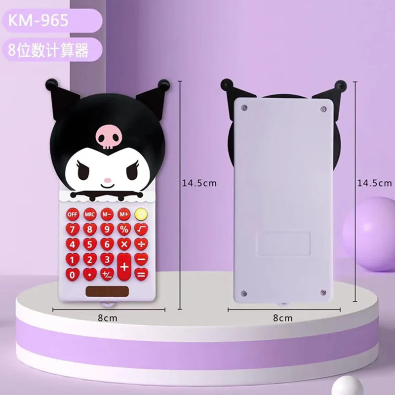 Hello kt Kawaii Melody Solar Energy mini Calculator Push cover creative cartoon calculator pink cute student portable stationery