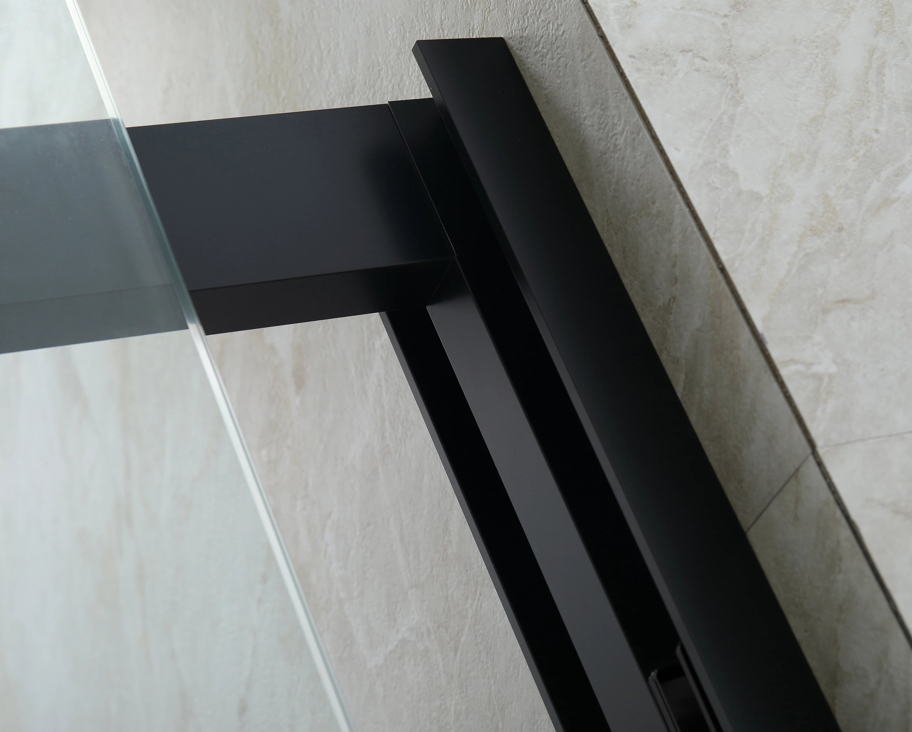 Rectangular Shower Cubicle Enclosure Aluminum Black Gold Frame Sliding Glass Shower Door