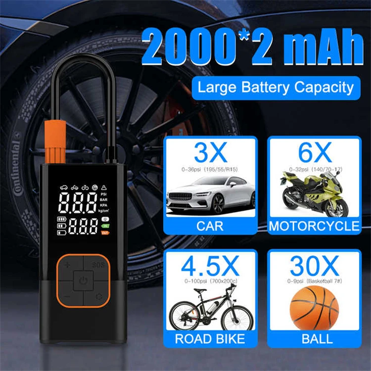 LANGWEI 5641C CE FCC Rohs Auto Mini Compressor High Press Mini Bicycle Air Pump With Led Light