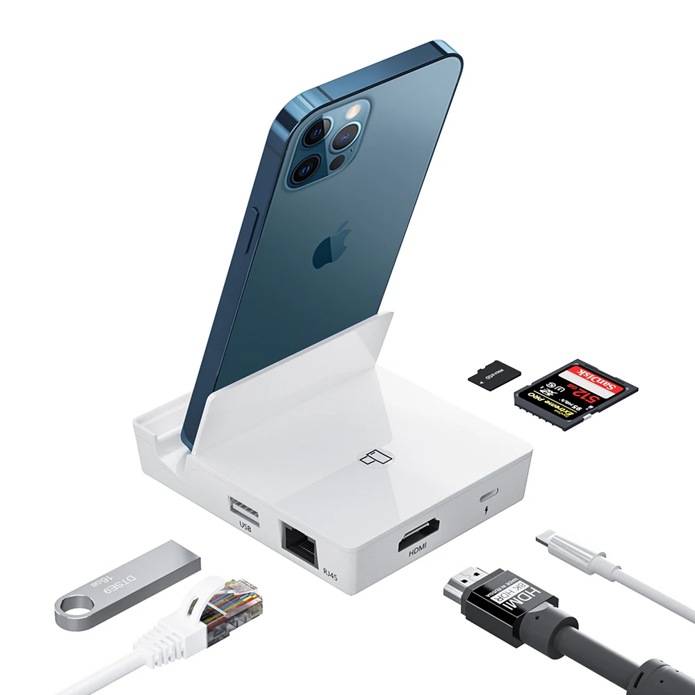 Подсветка для OTG кардридера док-станции адаптер USB Rj45 Ethernet разъем HDMI-совместимый 4K Цифровой AV