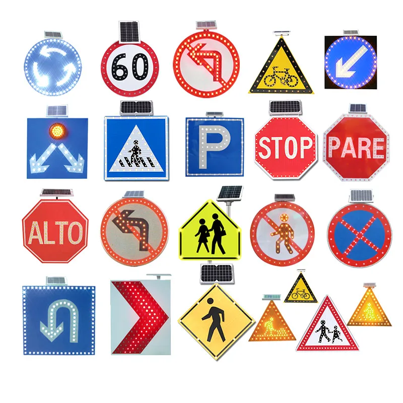 customized traffic sign Solar Powered Led Stop Road Traffic Signs Light parking traffic sign