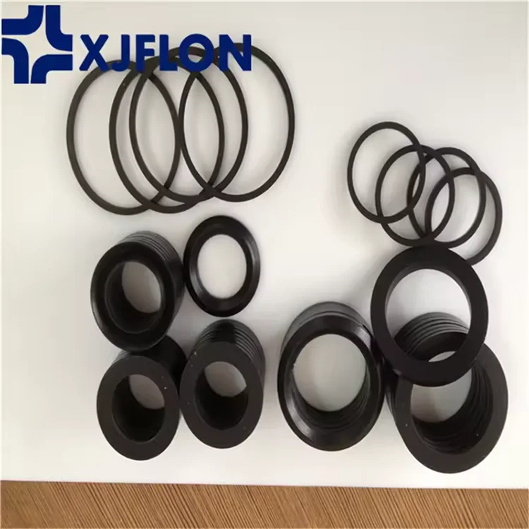 factory custom round PTFE rings carbon fiber filled black plastic ptfe gasket