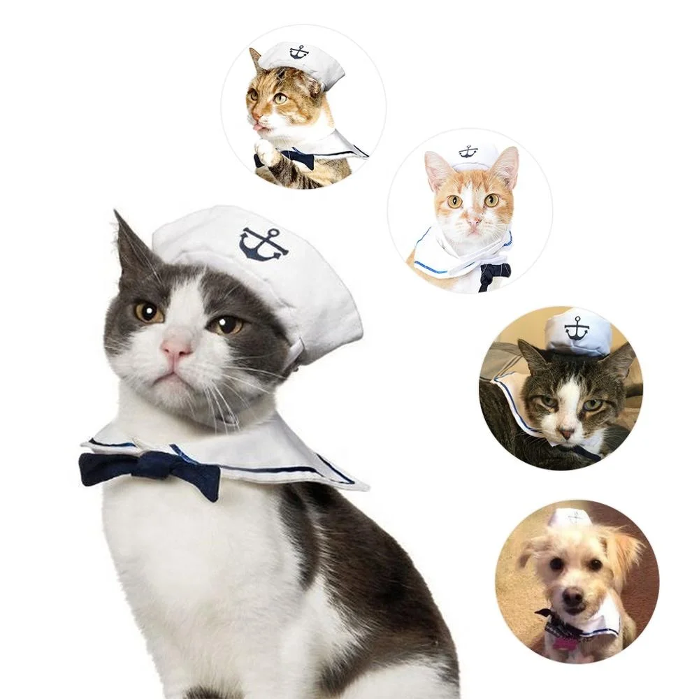 Pet Accessories Hat Halloween Dog Costumes Good Quality Cat Dog Navy Hat Sailor Costume