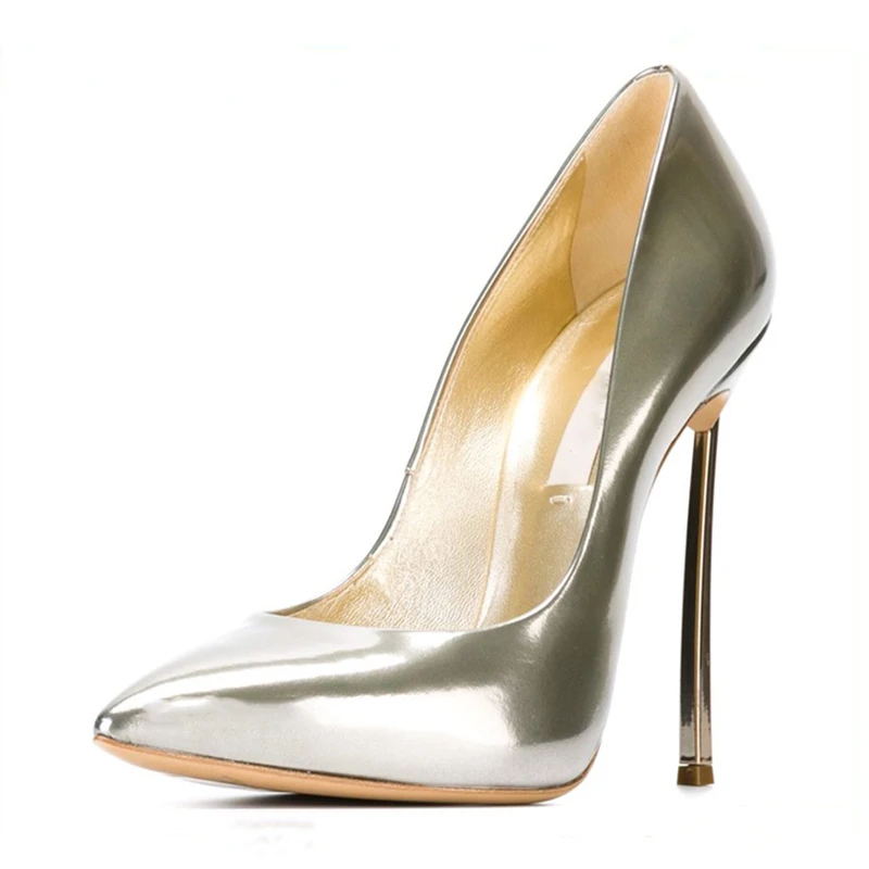 classic style gold color latest fashion high heels shoes for women pumps pointed toe ladies Custom