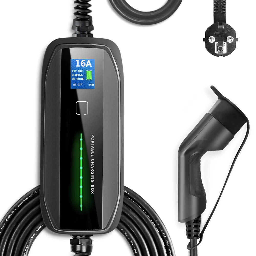 10 а/16 А Регулируемая портативная зарядная станция IEC 62196-2 EV с штепсельной вилкой