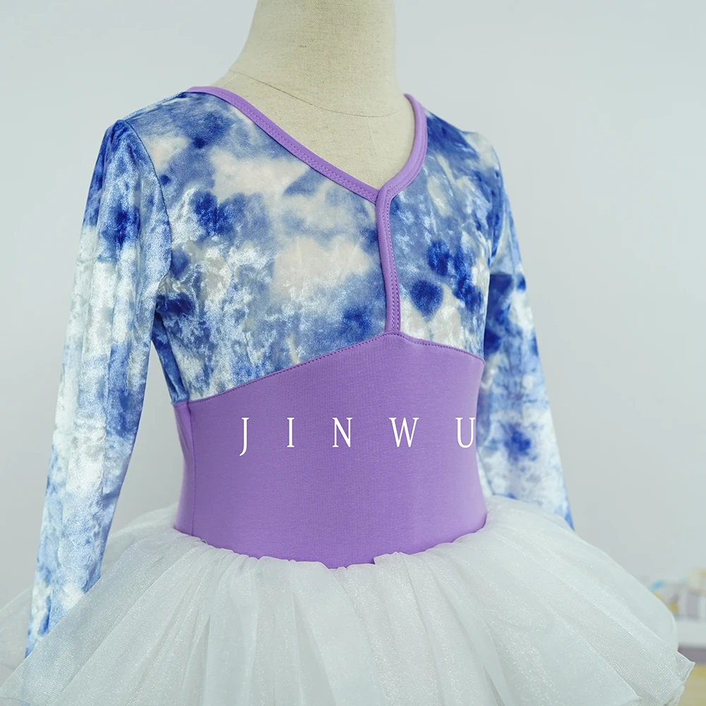 Hot sales new arrivals tie dye velvet purple dance trainingwear ballet leotard manufacturer