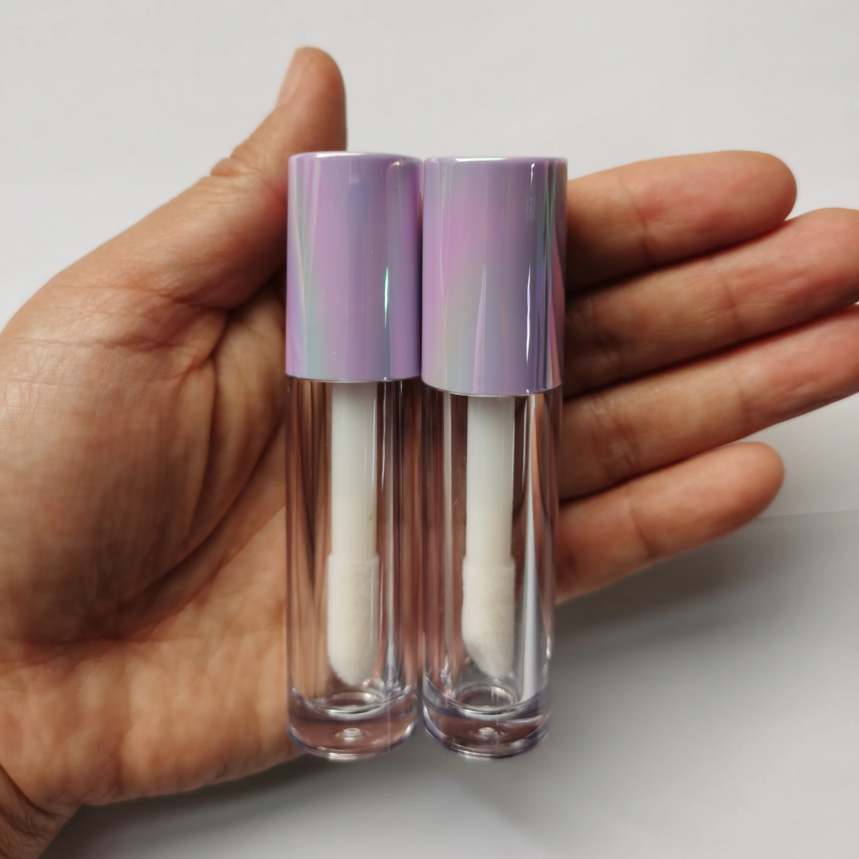 Lip Gloss Tube Empty With Gold Collar Purple Metallization Cap Custom LipGloss Tubes Hot Sale Transparent bottle
