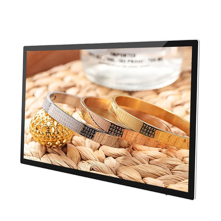 
32 inch wooden frame shell lcd advertising screen wall mount video broadcaster 