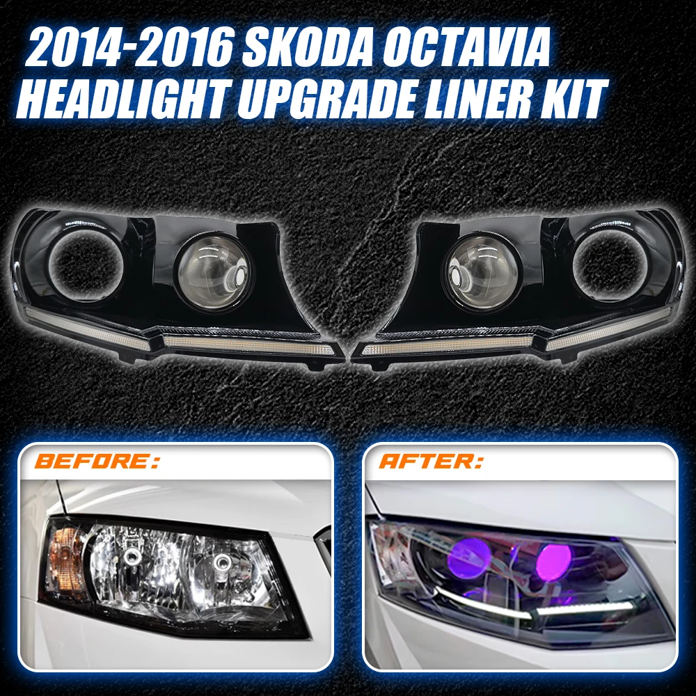 TAOCHIS Car Light Retrofit Fast Installation Kits For 2014-2016 Skoda Octavia DRL White+Yellow Color Car Lamps Accessories