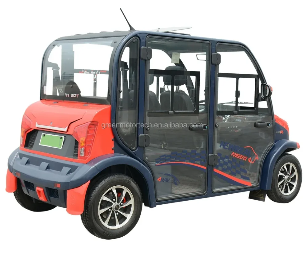 electric 4 seats closed golf cart with air conditioner AC system 5kw motor 40kmh with rear golf bag holders GEL battery