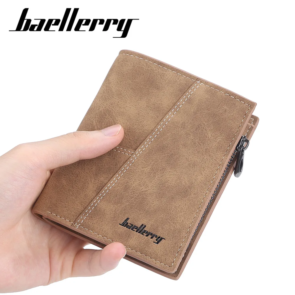 baellerry mens zippered wallet slim rfid Blocking pu leather front pocket wallet vintage bifolding personalized wallet for men