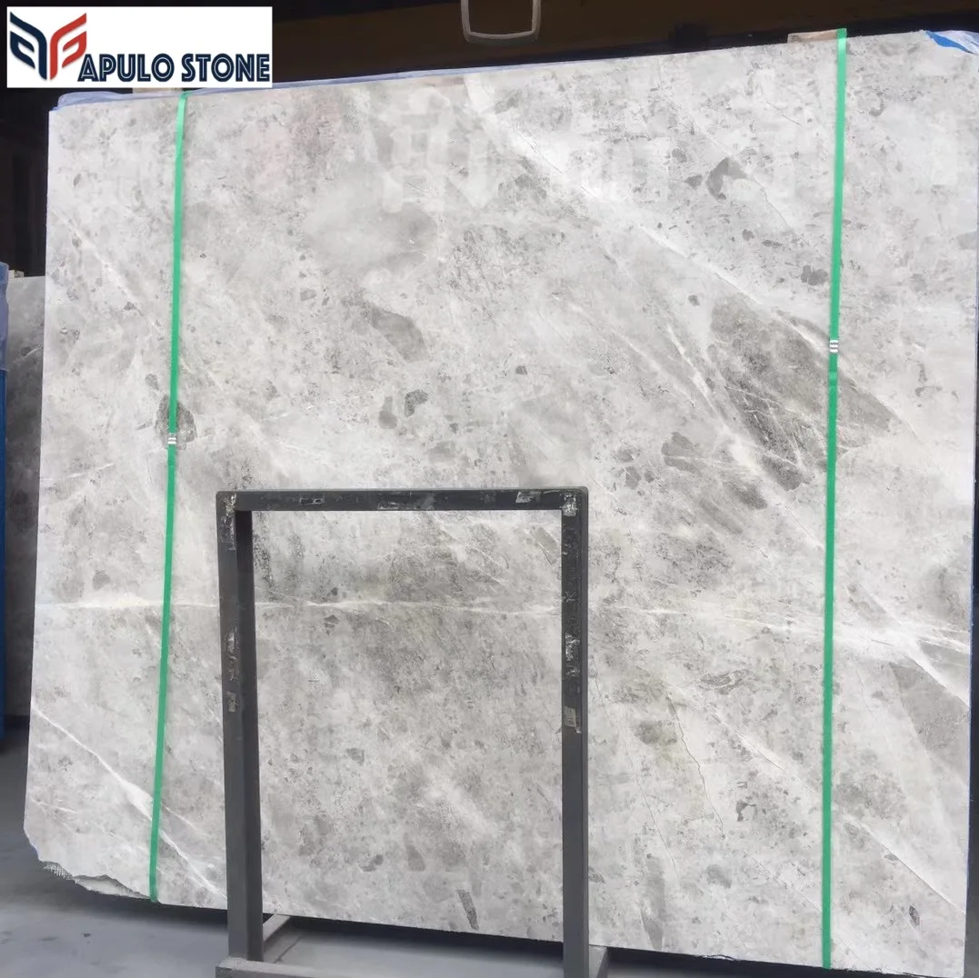High Quality Turkish Tundra Grey  Natural Marble Slabs for Interior Design Light Marble