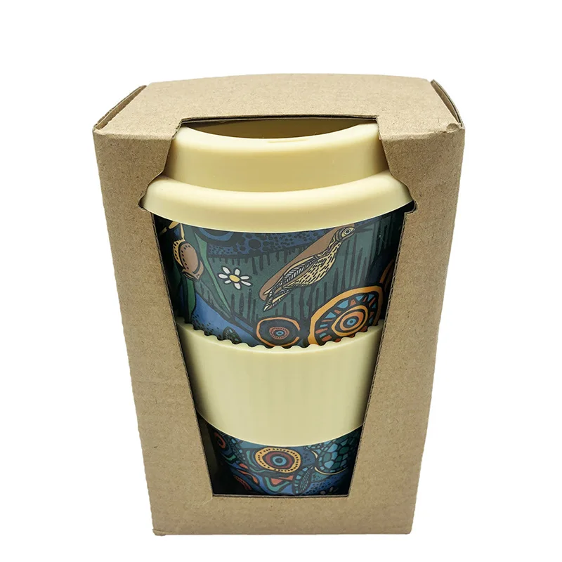 Printable pattern drop resistant and easy to clean bamboo fiber coffee cup milk tea cup