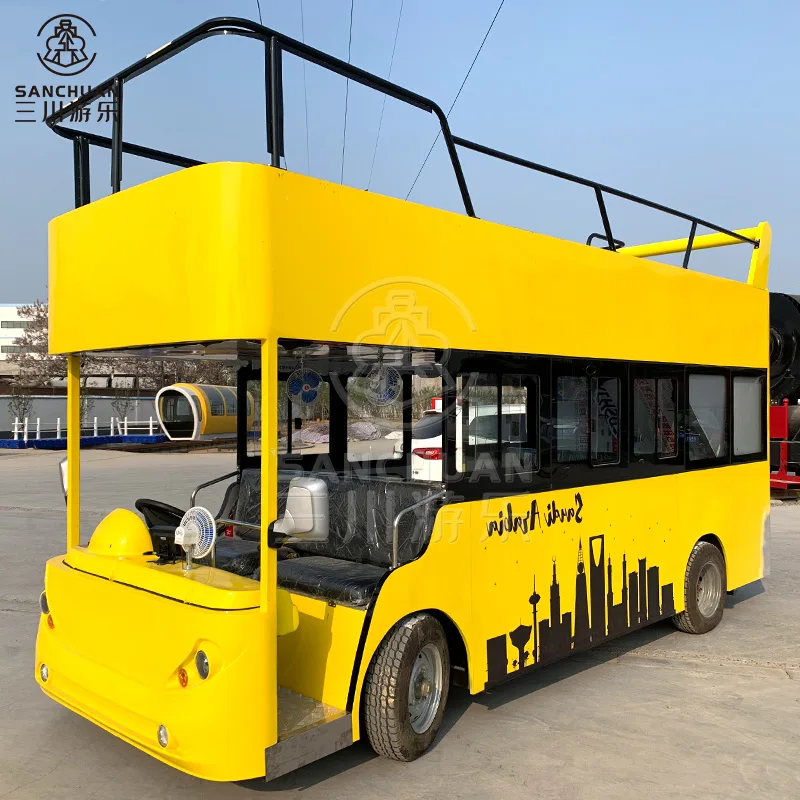China Supplier 18 Passenger Visit The Electric Shuttle Car Double Decker Sightseeing Tourist Bus
