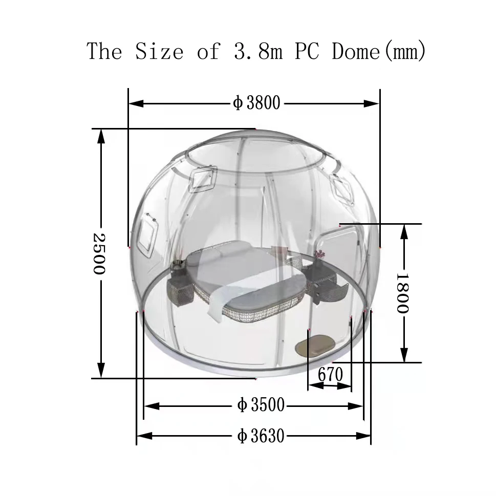 3m 5m star room clear polycarbonate for green house pc polycarbonate skylight dome bubble tent home leisure Starry Sky Room