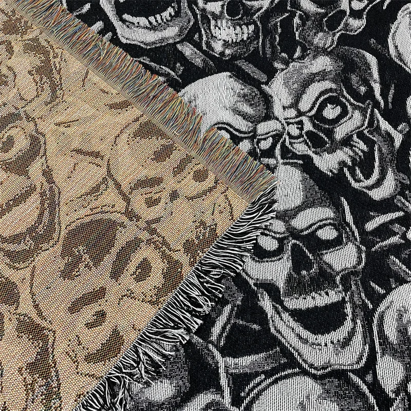 Manufacturer Quick Customization Logo  Tapestry Woven Polyester +Cotton Blanket Halloween Tapestry Hoodie  Throw Woven Design