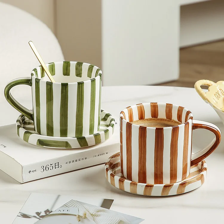 Оптовая продажа чашек с блюдцем для латте капучино и двойного эспрессо ручная роспись Мате кафе бариста