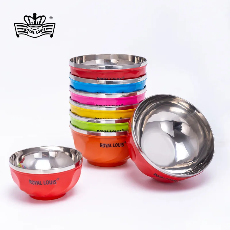 13cm 15cm 17cm Colorful Stainless Steel Metal Soup Bowl Dinner Food Basin Mixing Bowl With Lids For Children