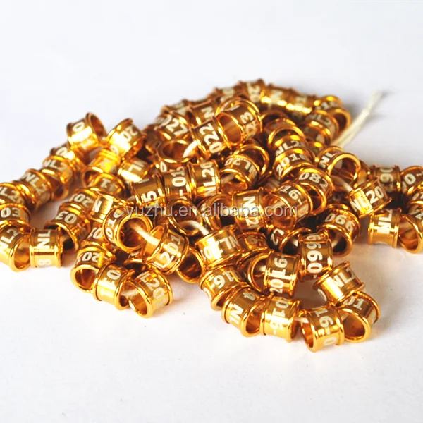 Gold Straight Aluminum Rings Customized Pigeon Rings Bird Rings