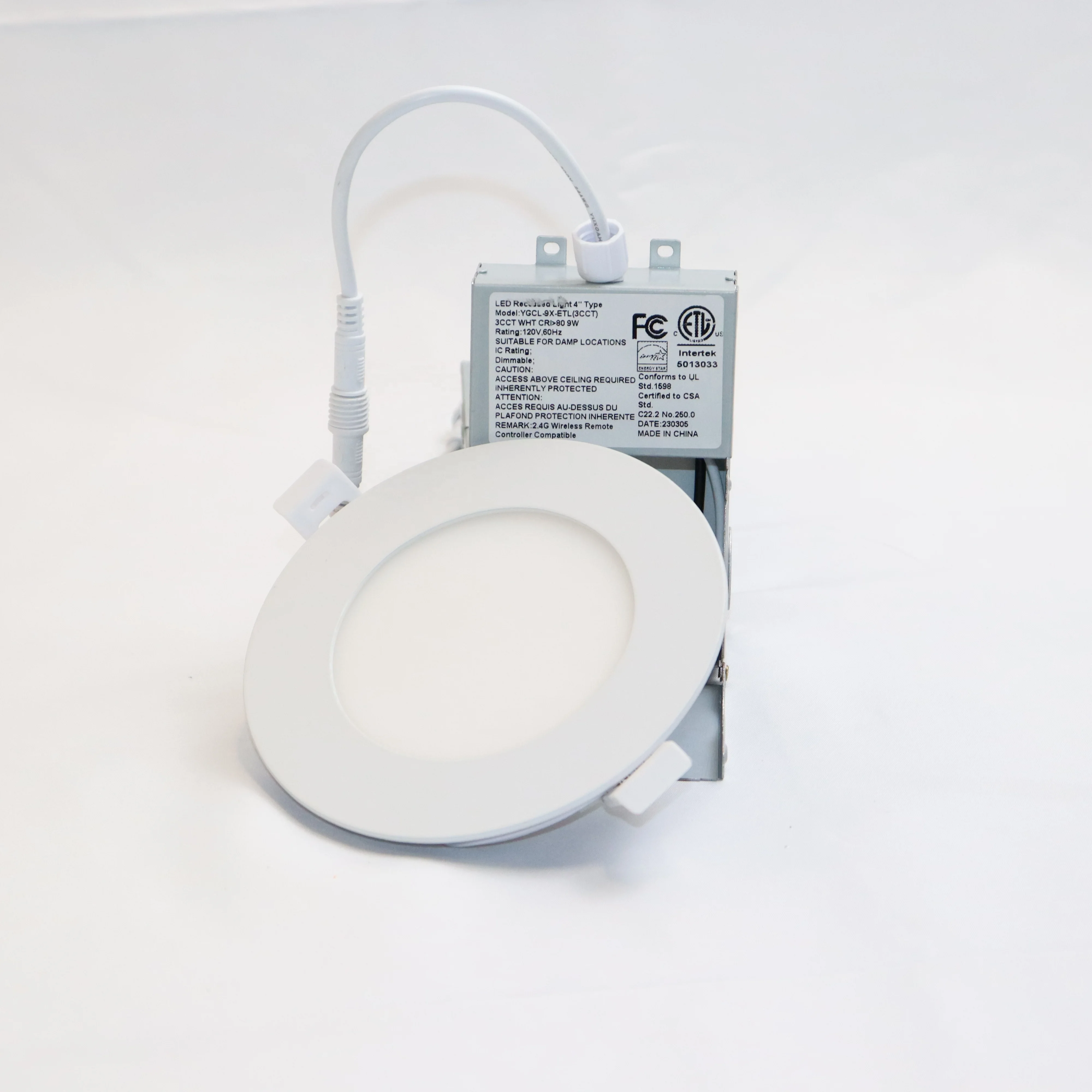 Ceiling Lights Trim Dimmable Led Pot Light ETL Approved 4inch 9W CCT Changeable Silver PC Aluminum Round YG Residential Class 2