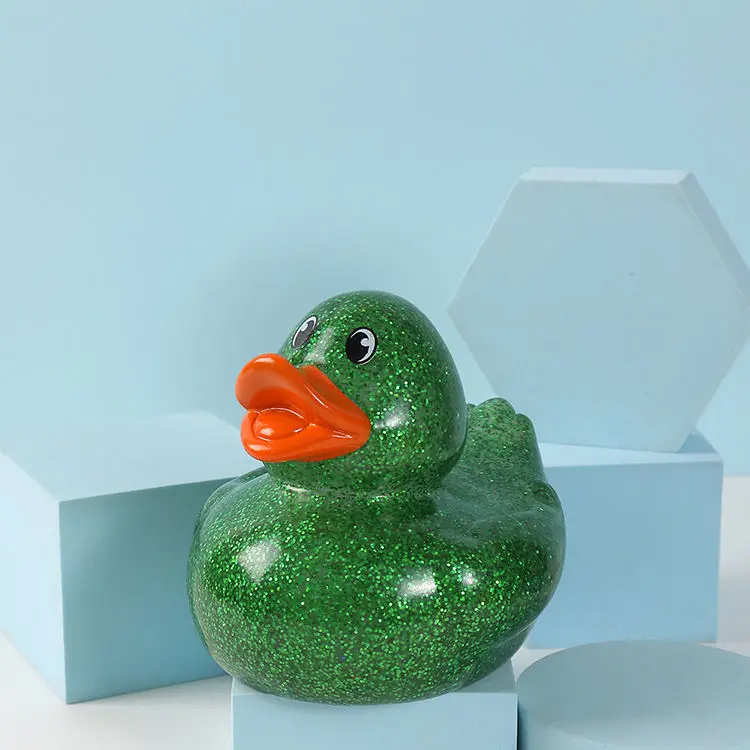 Wholesale Cute Eco-Friendly Design Vinyl Gold Sliver Glitter Rubber Duck 6 Inches Baby Animals Floating Rubber Duck Bath Toys