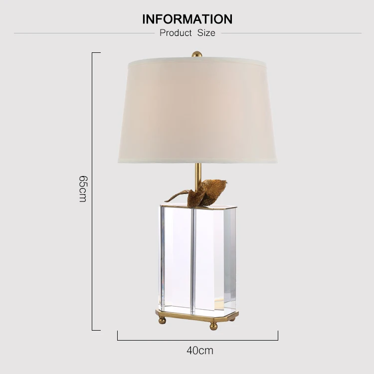 Fashion Modern Art Deco Solid Brass Home Goods Luxury Crystal Table Lamp for Wholesale