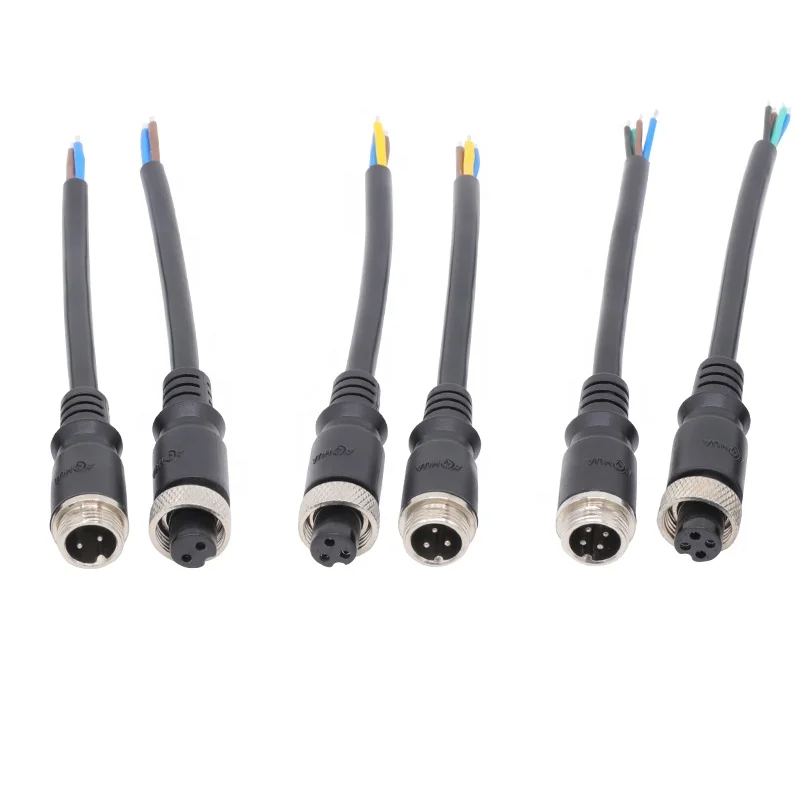 Waterproof Aviation Female Male Plug and Sockets M12 6 Pin Per Molding PVC Cable Wire Connector