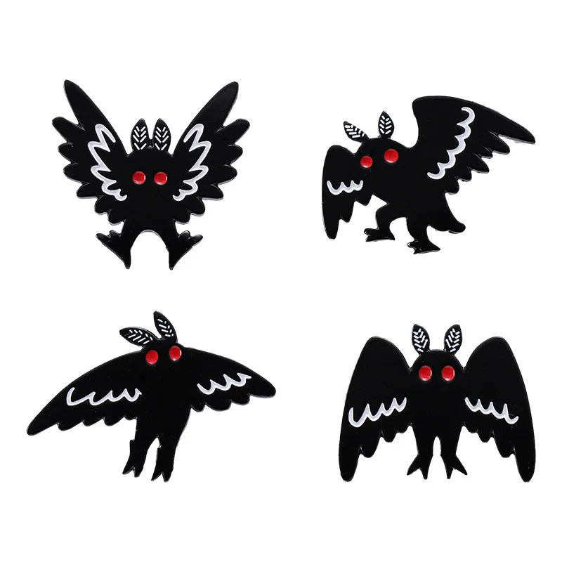 Wholesale OEM/ODM Custom Halloween Dark Bat Red-Eyed Moth Shape Metal Badge Pins for Caps