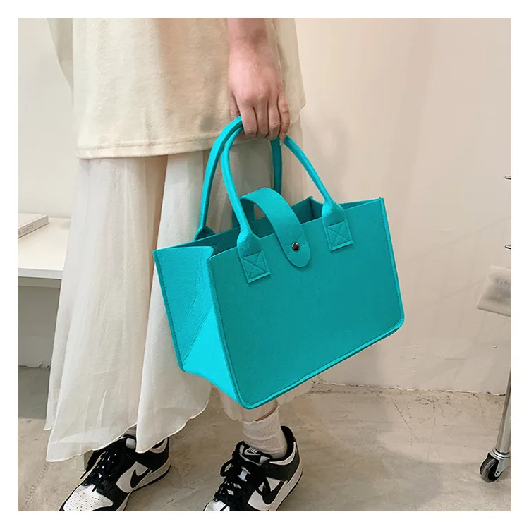 Custom Reusable Eco-friendly Casual Large Capacity women felt tote bag handbags wool felt shopping bag