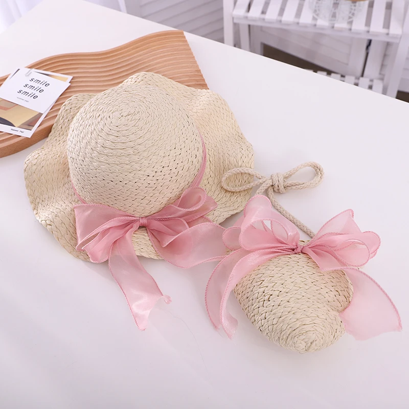 Summer Straw Beach Hat for Kids New Fashion Outdoor Wide Brim Sun Hat Sunscreen Children Straw Hats