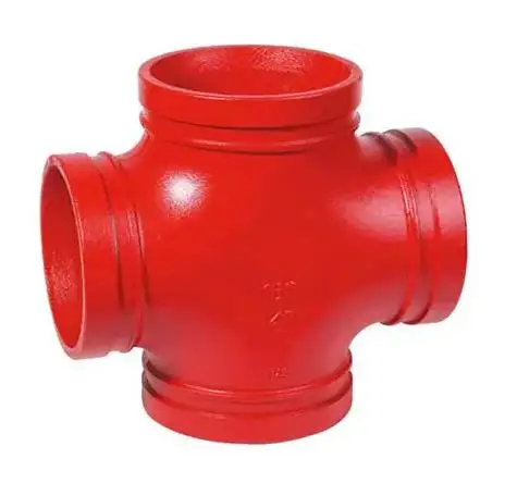 Pipe Fittings Ductile Iron Sch 40 1' Ral3000 Grooved Cross Fire fighting