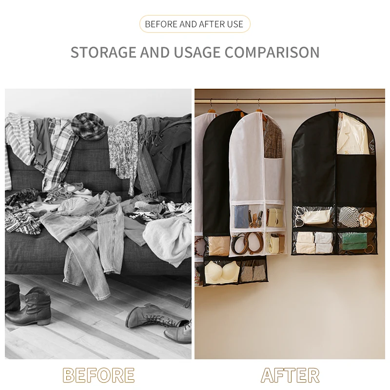 high quality 4 pockets garment bags suit dustproof clothing dust cover for clothes