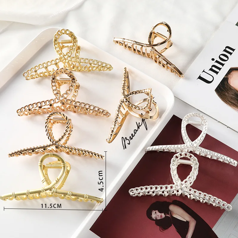 Metal Hair Claw Gold Geometric Hair Clips For Women Girl Elegant Crab Vintage Hairpin Hair Accessories