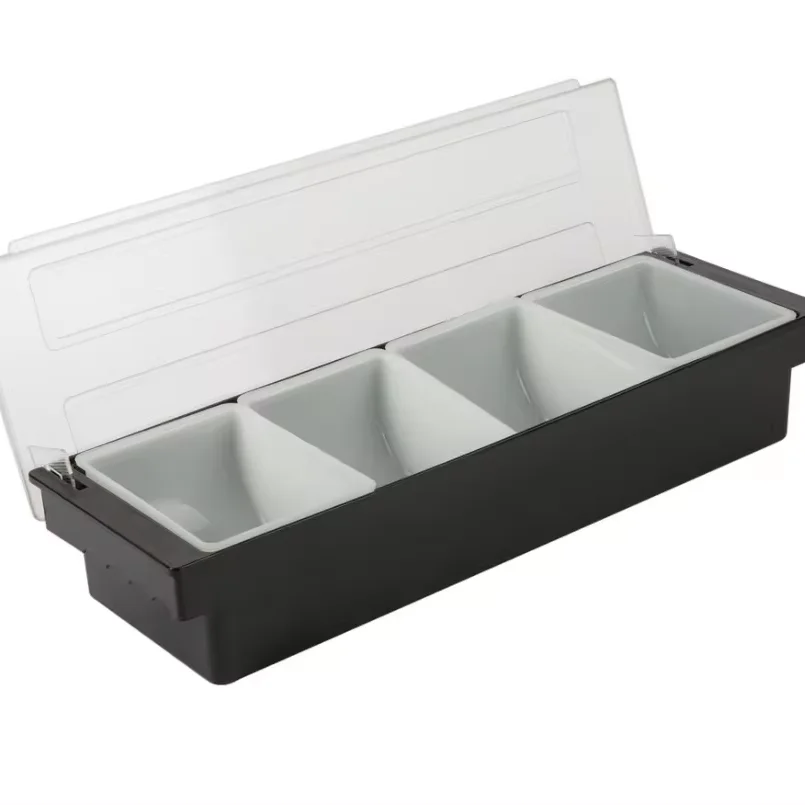 Bar condiment caddy 3/4/5/6 compartment sauce caddy snacks tray condiment holders Commercial kitchen equipment